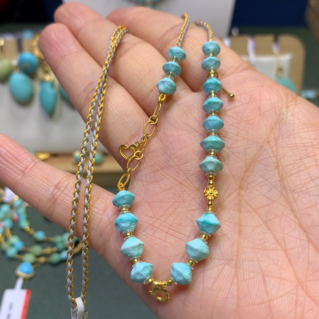 绿松石万能链18K金镶嵌