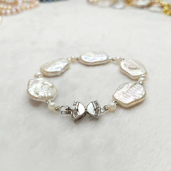 天然淡水珍珠 巴洛克珍珠手链 银扣不掉色不过敏 生日礼物新年