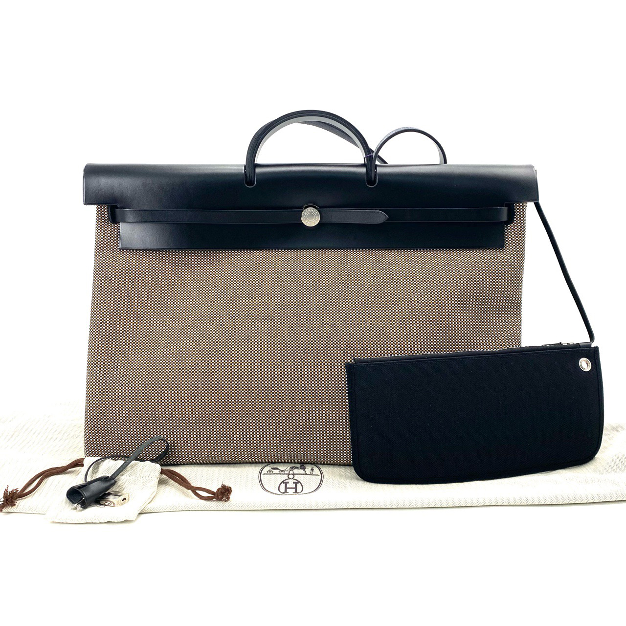 99新 Hermes/爱马仕 熊猫色herbag50手提单肩包 50/34 爱马仕男包