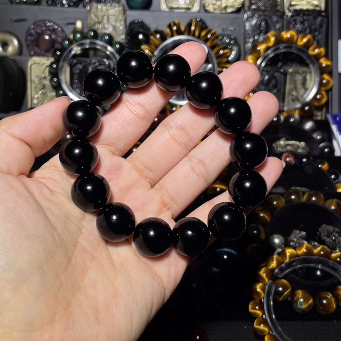 甜****黑曜岩未镶嵌手链