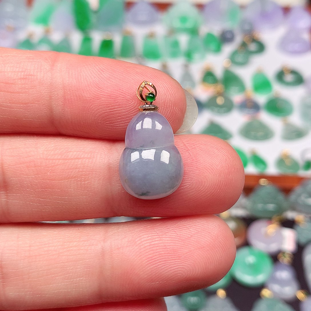 翡翠颈饰18K金镶嵌天然翡翠A货