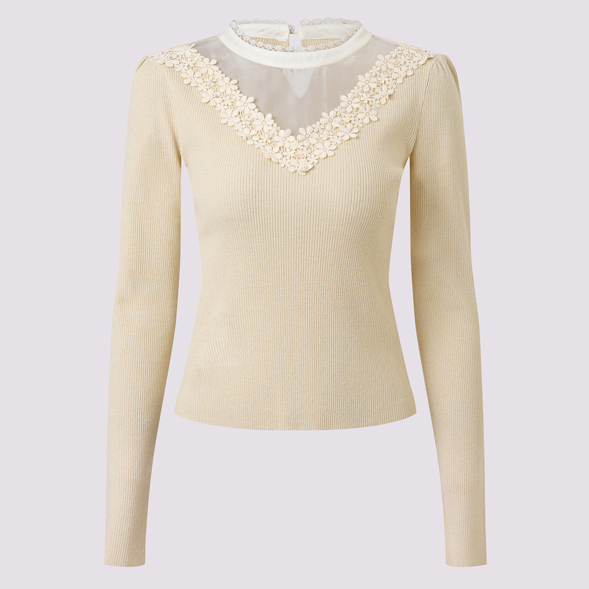 MAXRIENY2025花边拼接秋针织衫高级气质感