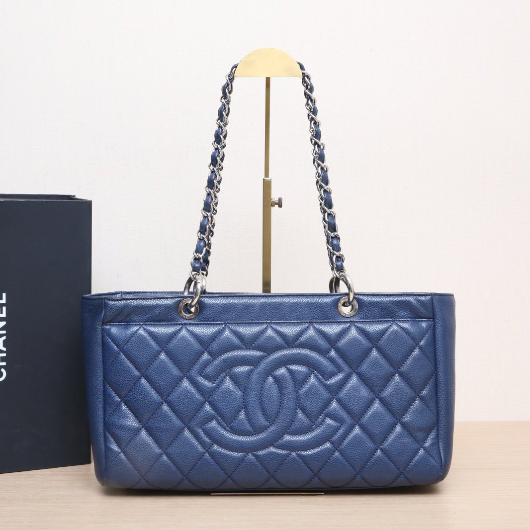 95新 Chanel/香奈儿 jf-90 双双 墨蓝 13开 GST二合一 小号托特包