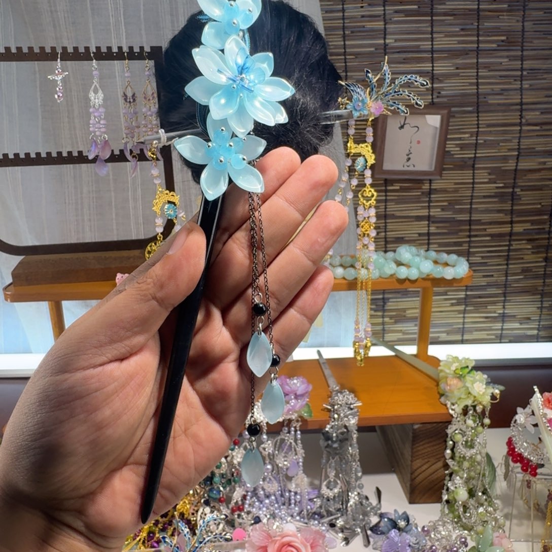 ℋ***）蛇纹石玉合金发饰