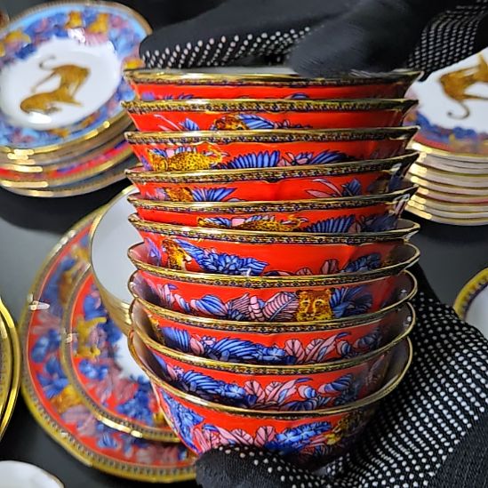 瓷片珐琅彩4.5寸10个豹子米饭碗66666