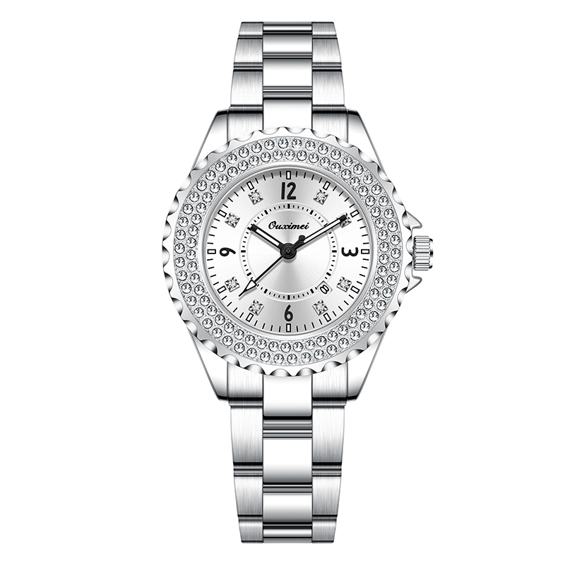 时尚经典奢华精美小香风夜光女士防水手表-6661白