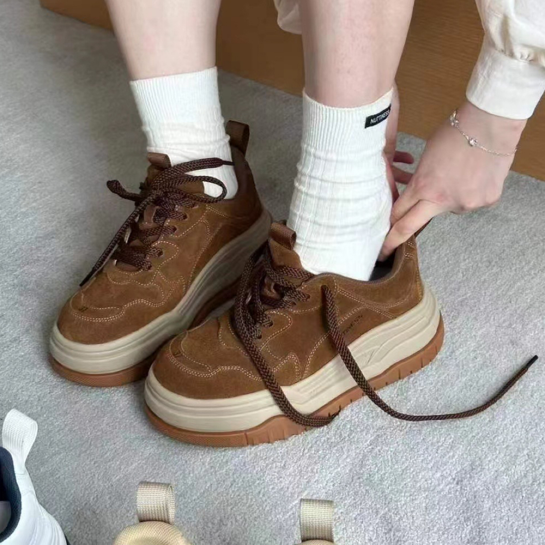 鞋子系带百搭做旧红色时尚春季健步鞋平底牛津鞋