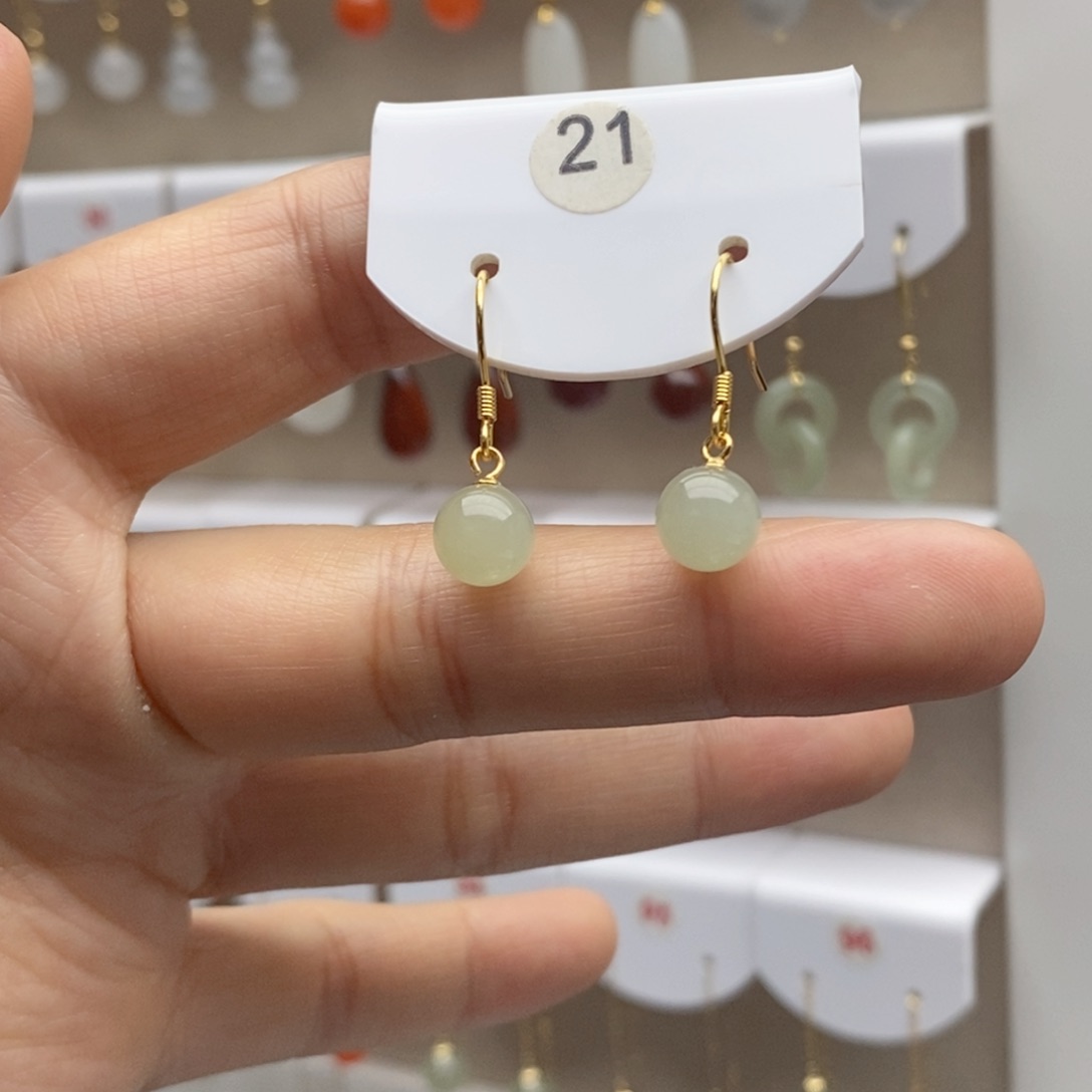 银S925镶嵌和田玉耳饰