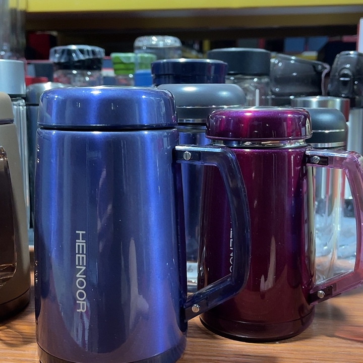 玻璃希诺把手杯烤漆蓝