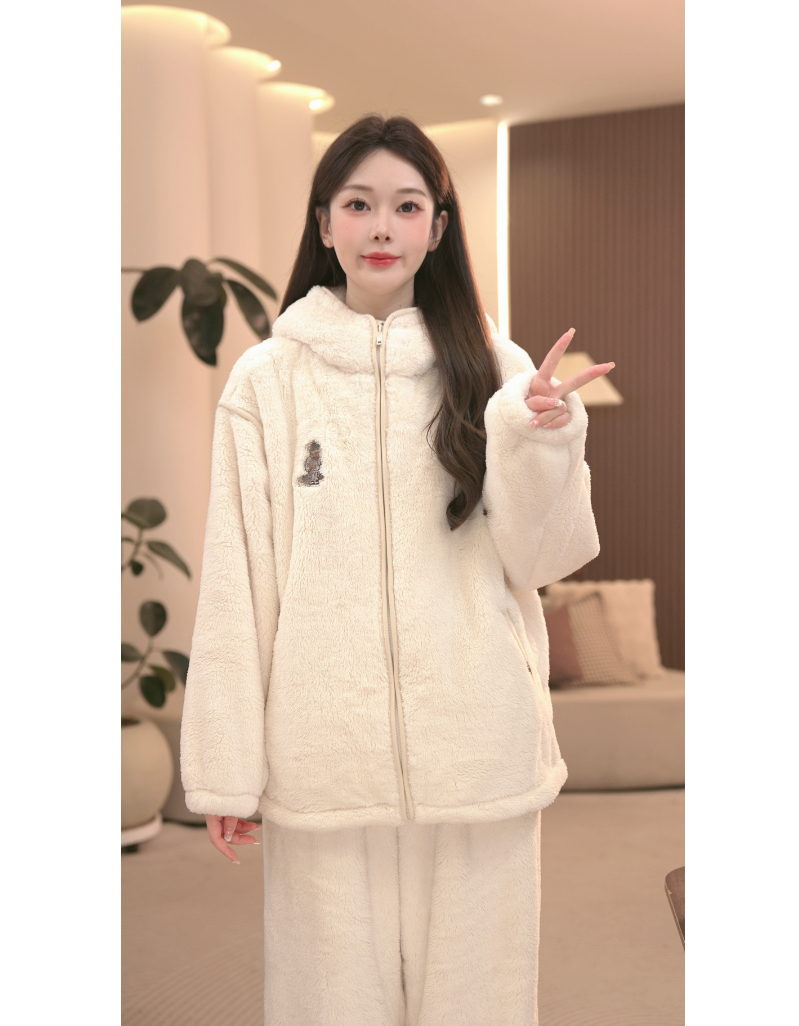 DM【冬日】高定冬款墩墩绒加厚家居服套装女士