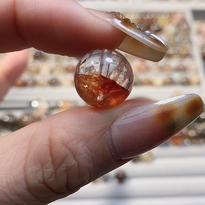 水晶未镶嵌手串红胶花卡15