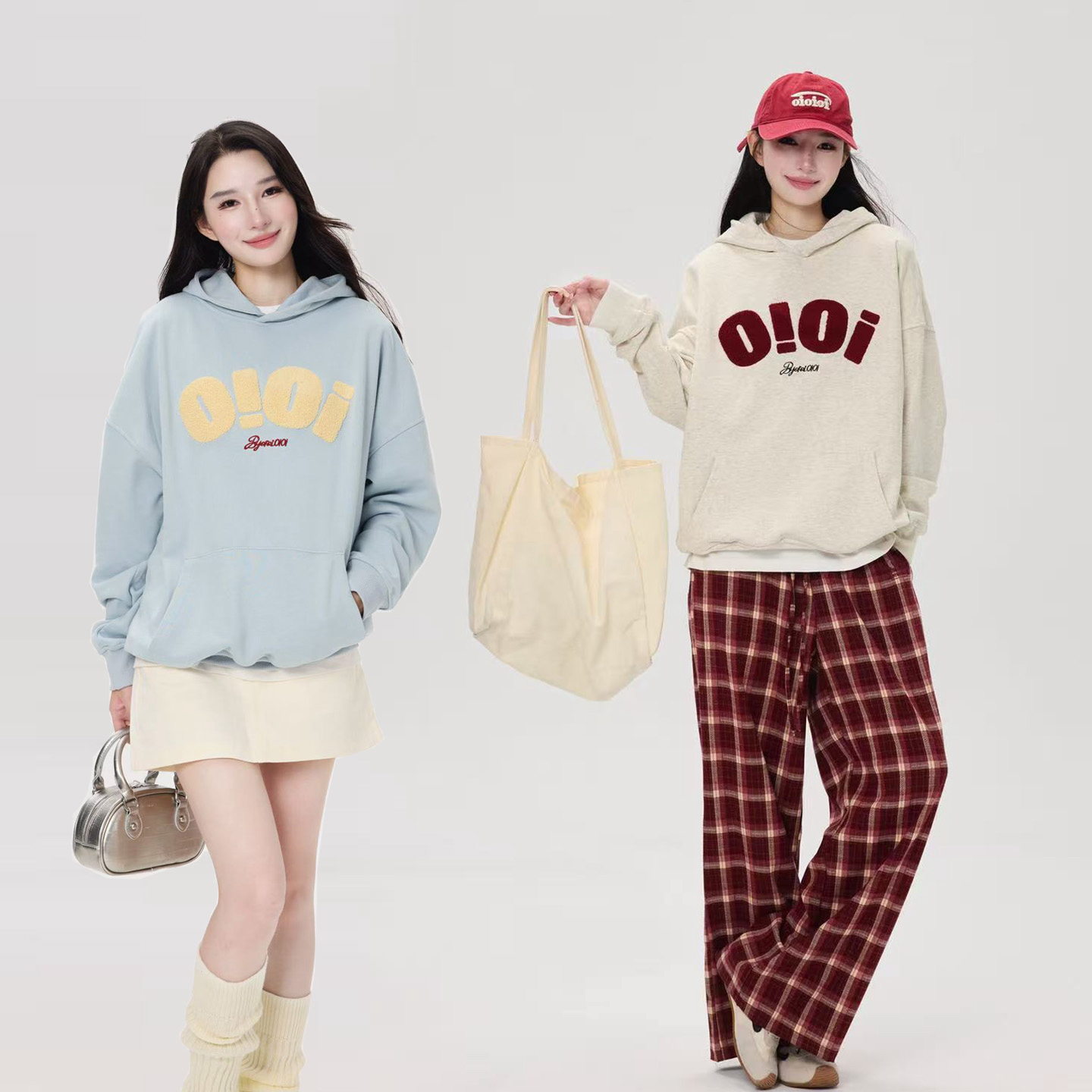 byo!oi OIOI【琥珀流光】秋季韩系ins风毛巾绣情侣休闲宽松连帽卫衣