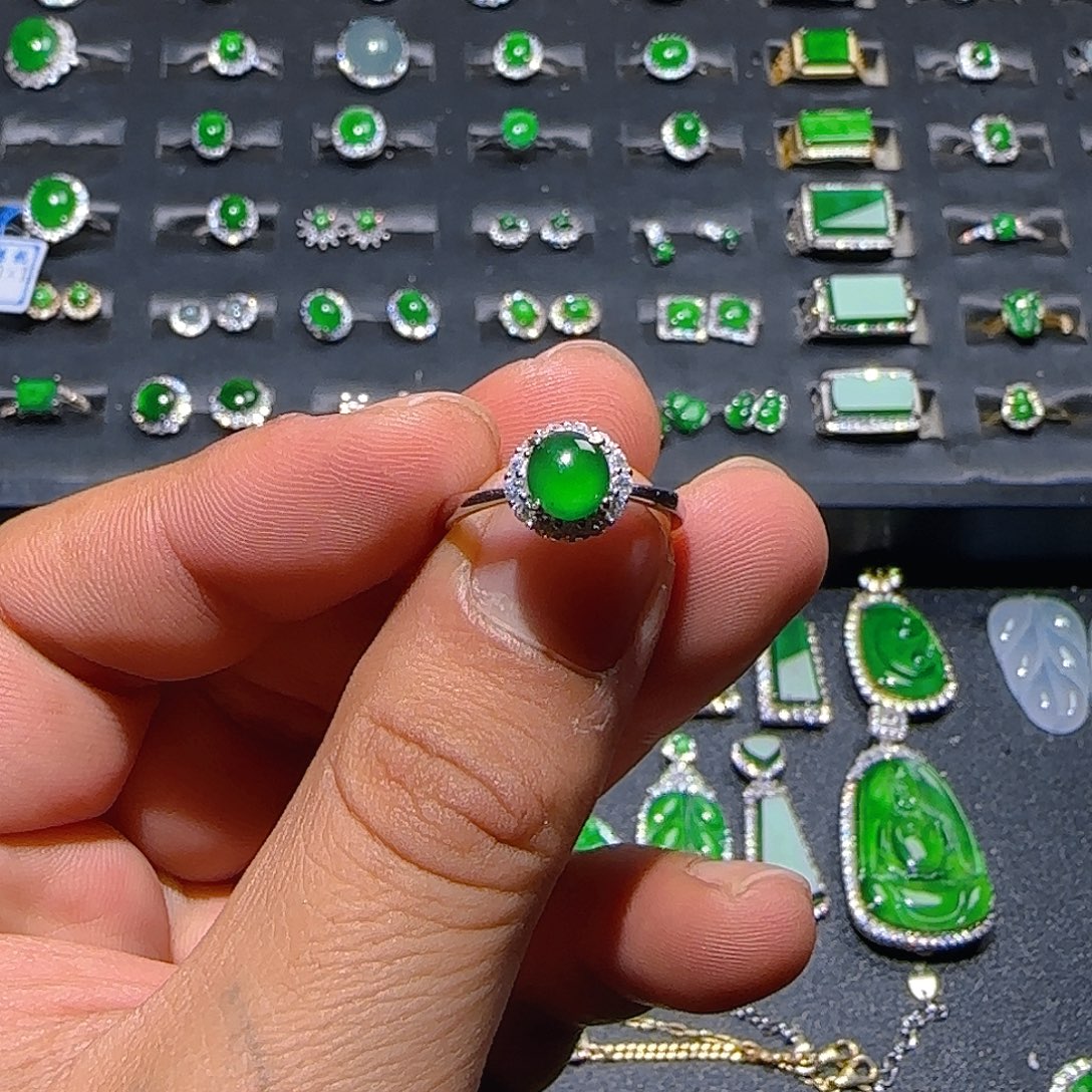 翡翠银S925镶嵌戒指