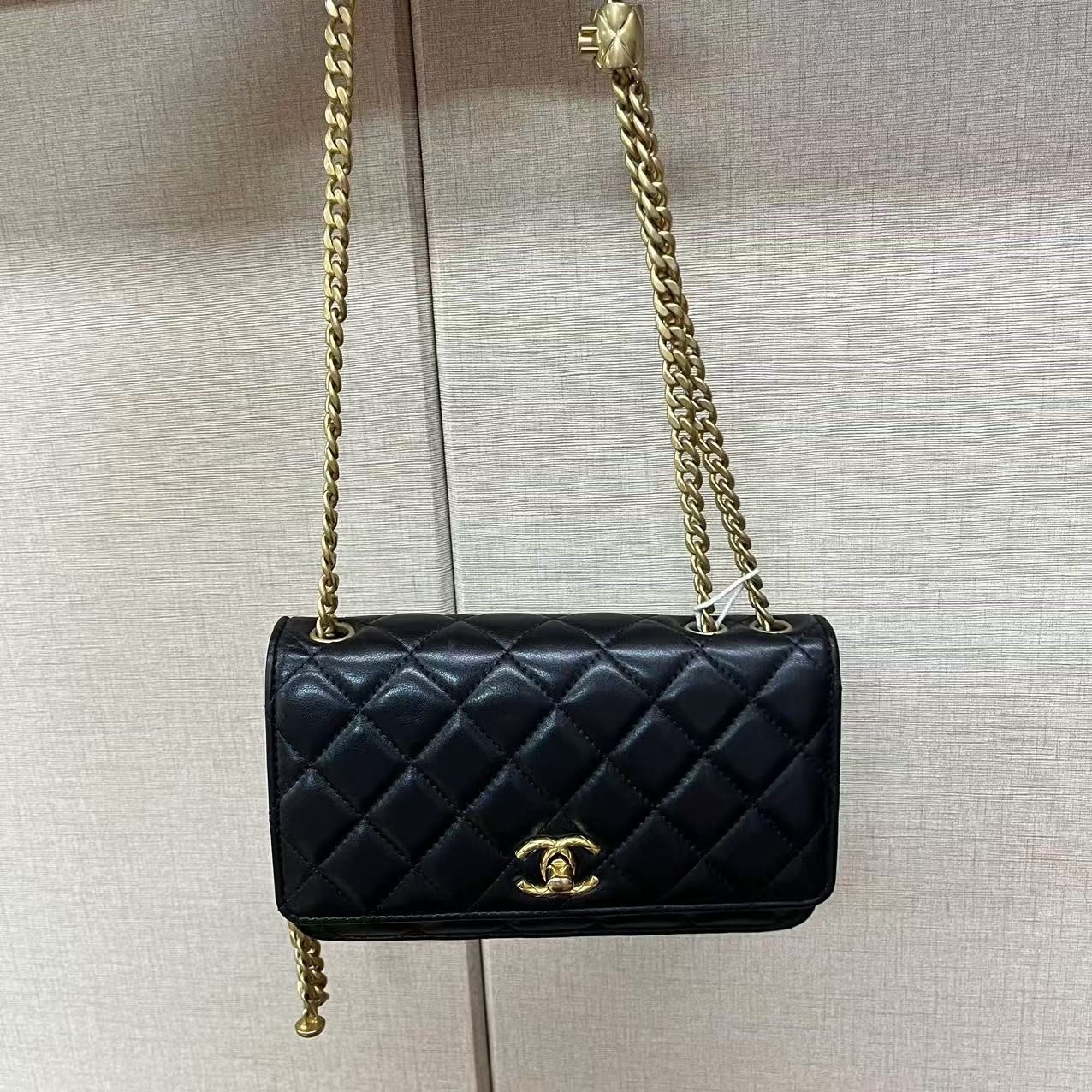 95新 Chanel/香奈儿 黑色菱形格链条包/云海优选/H21351