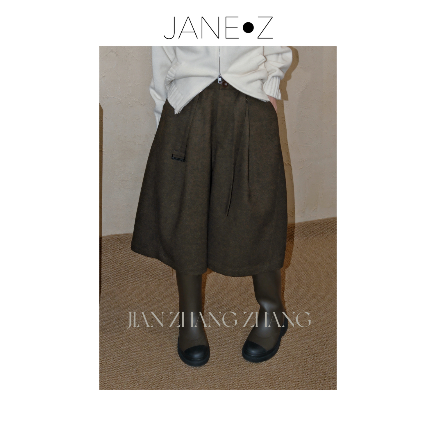 【美东时区】羊毛花苞设计感自带腰带加厚显瘦气质七分裤JZ3601