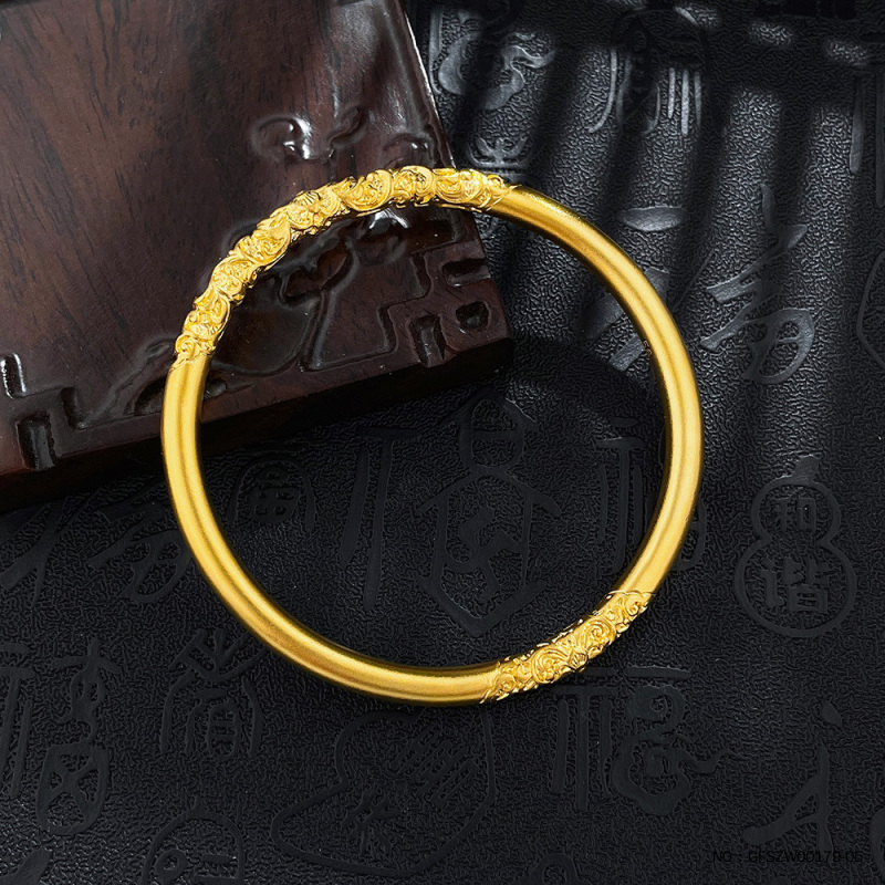 水贝黄金批发古法卷草纹手镯50-62圈口【不支持7天无理由退换货】