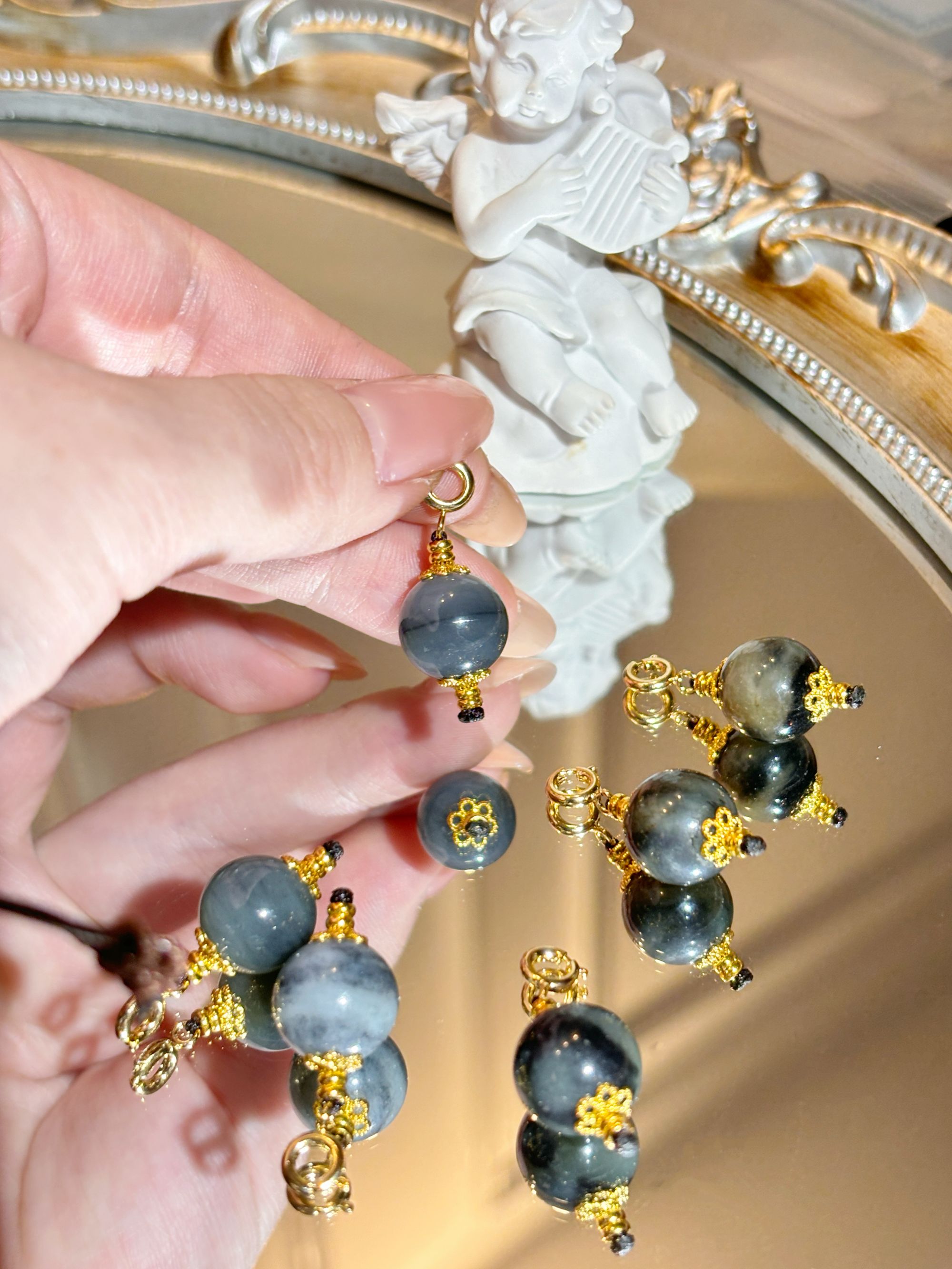 【墨珠】纯天然和田玉青花单株万能挂（多样性发其一）