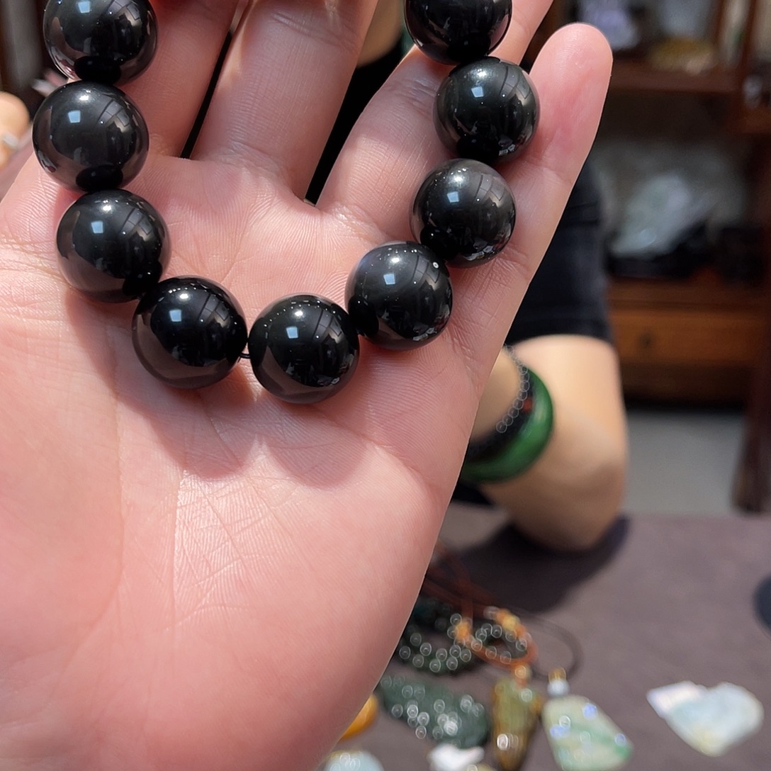 黑曜岩未镶嵌手链卡1.8