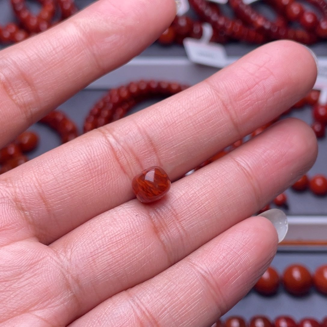 ࿐***࿐南红玛瑙未镶嵌配珠8.7mm瓦西妖火焰纹老型单珠
