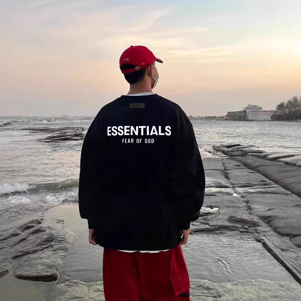 ESSENTIALS新款秋冬季潮牌加绒字母印花圆领卫衣男女百搭上衣