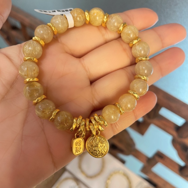 足金纯黄金999黄财神盘缠配件个性搭配