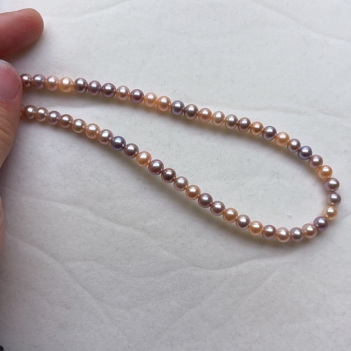 淡水珍珠颈饰银S925镶嵌6-7极光无暇糖果