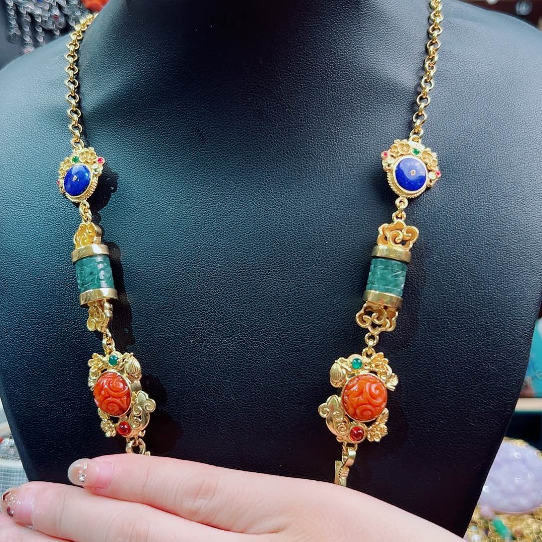 翡翠银S925镶嵌项链项链