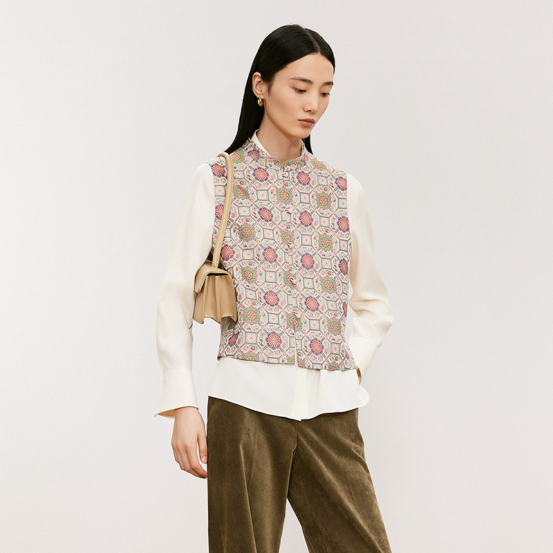LANCY/朗姿冬新款新中式提花马甲设计感重工国风高级无袖外套女LC