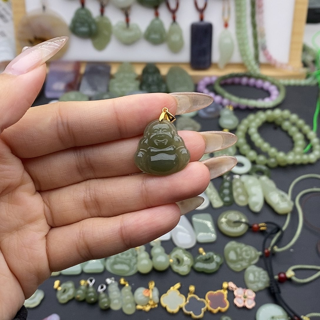 和田玉吊坠(不含链)银S925镶嵌