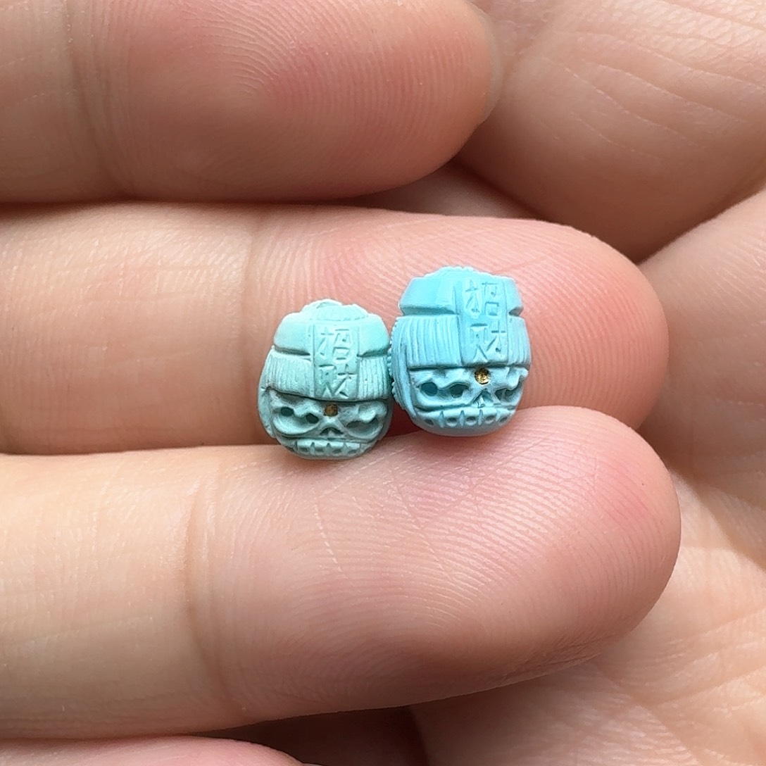 绿松石阿呆一对未镶嵌