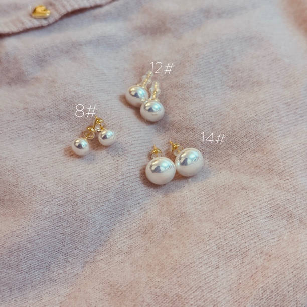 铜合金仿珍珠耳饰 炫彩白贝珠耳钉925