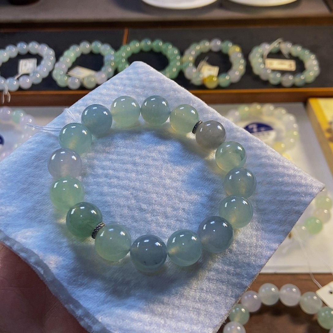 定制翡翠未镶嵌翡翠手串卡12+