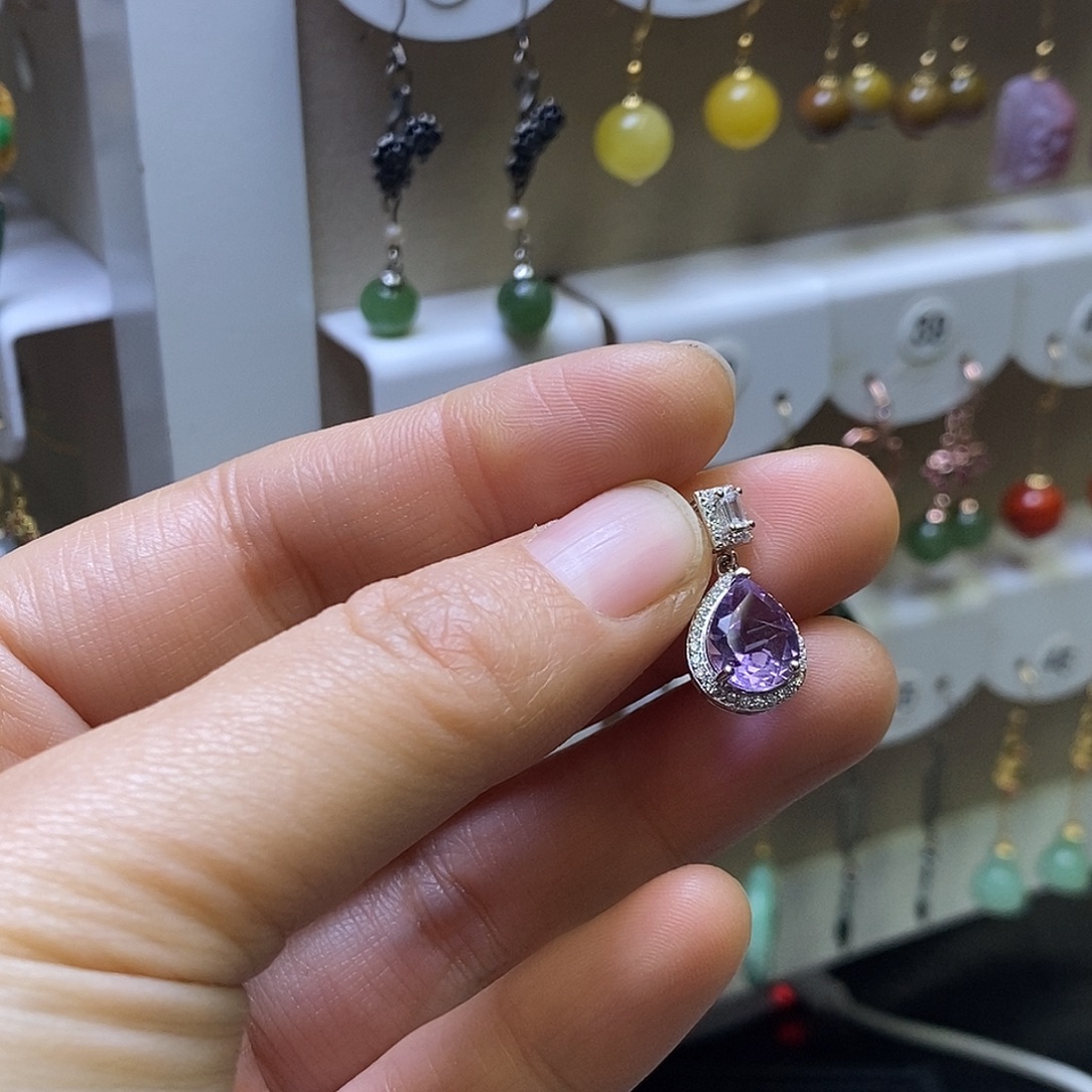 紫晶银S925镶嵌颈饰