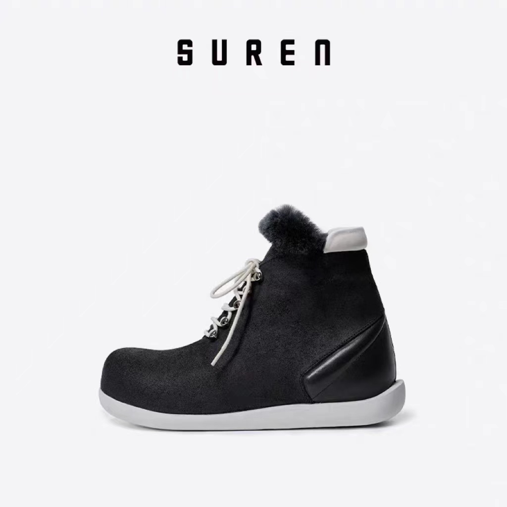 素人SUREN 秋冬 加绒加厚保暖雪地靴女松糕底内增高短靴005
