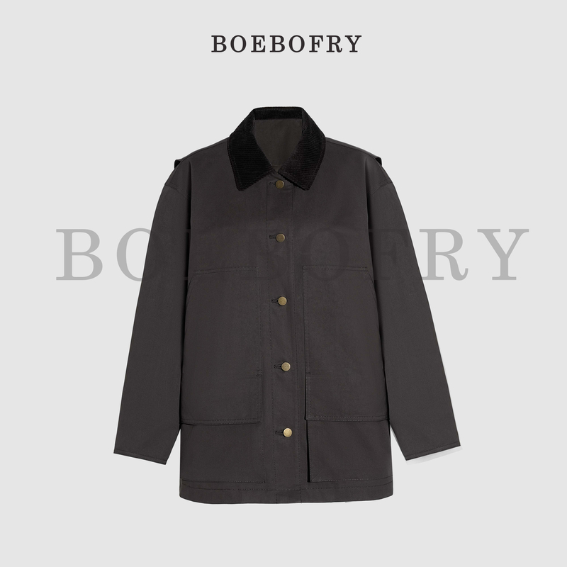 BOEBOFRY<雾岚之境>100%棉宽松减龄做旧风女装夹克外套BE3J0865