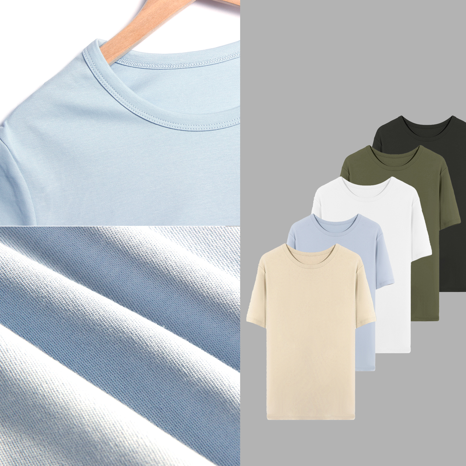 凯特丝蓓194#高奢"五色"夏品纯色圆领时尚百搭男女同款短袖