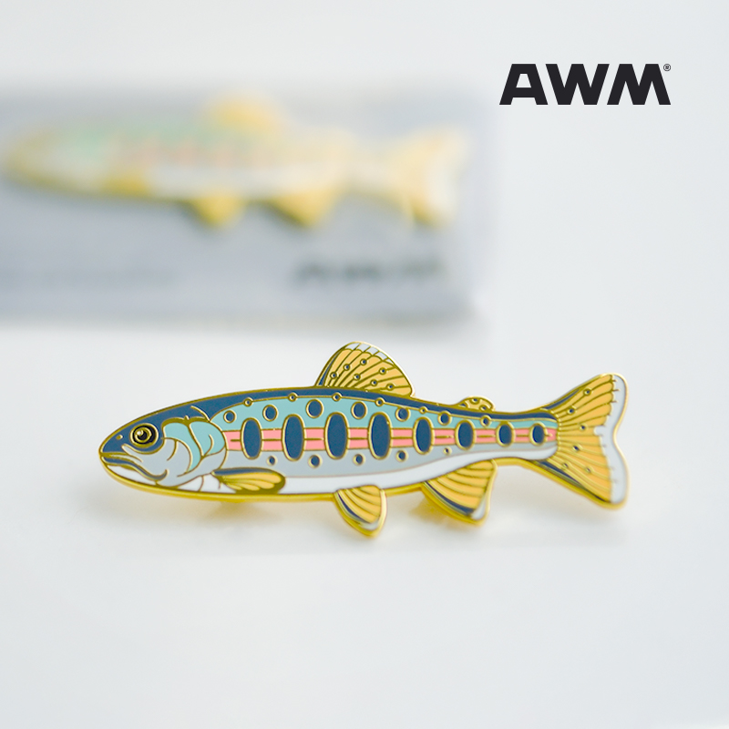 AWM原创路亚山女鳟鱼金属徽章 钓鱼国潮 飞钓路亚溪流钓