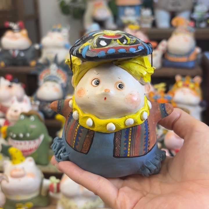 陶土手捏陶艺摆件