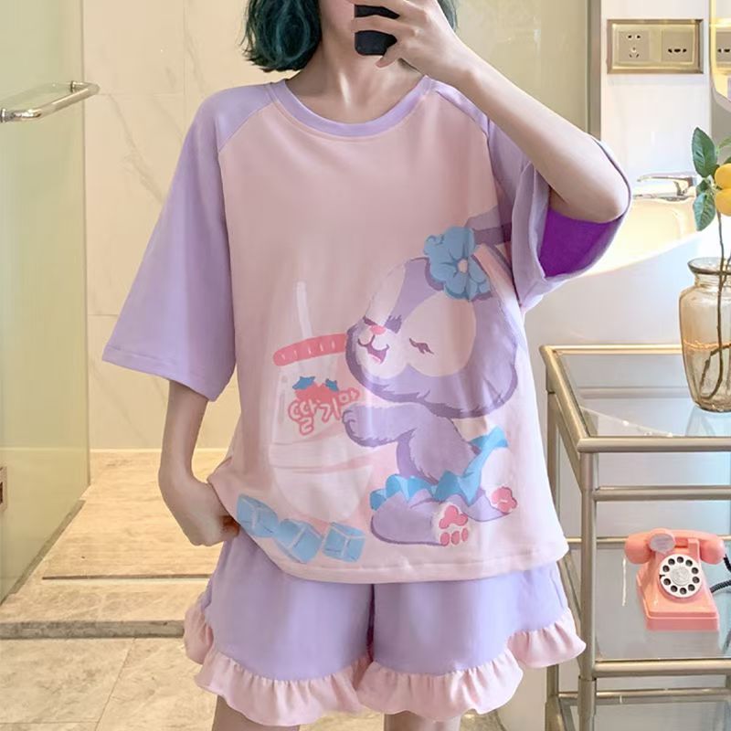 睡衣夏季夏天学生宽松少女卡通