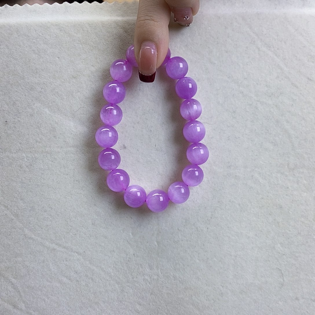 锂辉石紫锂辉高冰收藏级手串10+未镶嵌