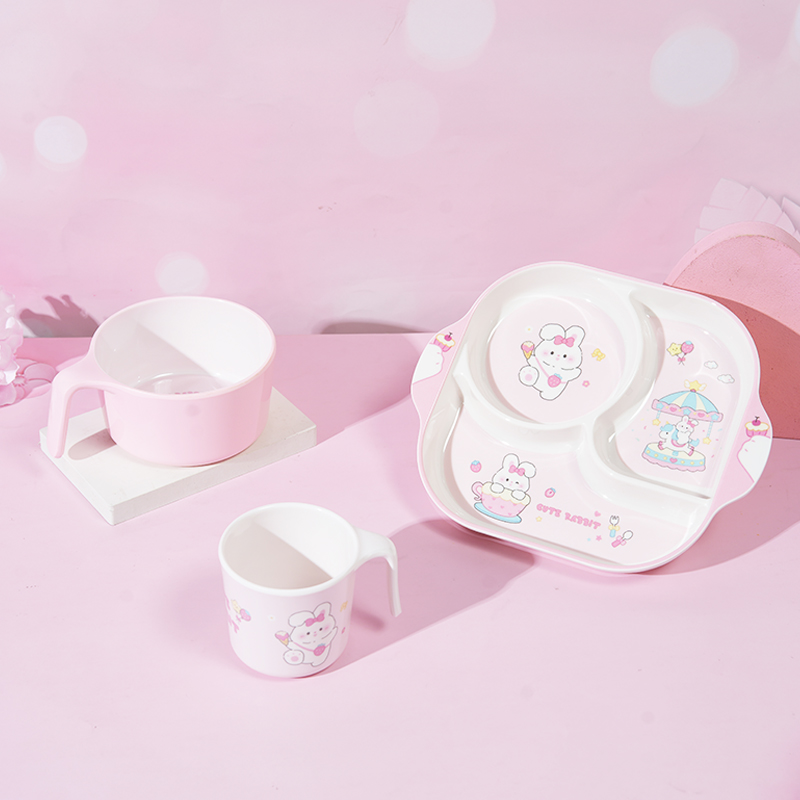 【02版】不动星萌宝宝吃饭儿童餐盘深盘分格盘手把碗耐摔辅食碗套装