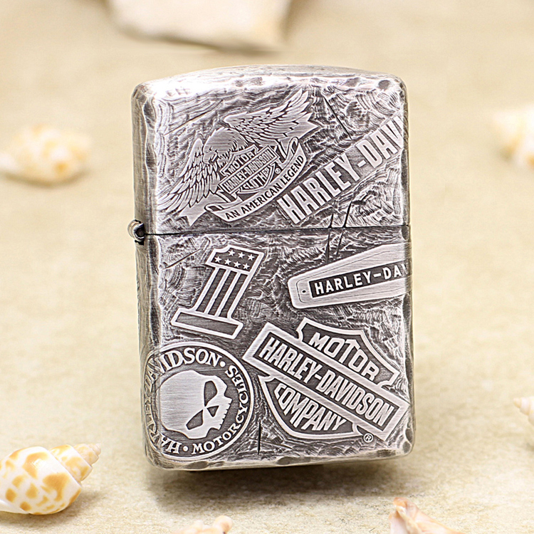 zippo打火机Q162熏银盔甲哈雷11章之宝防风男士新年礼物DY9911DK