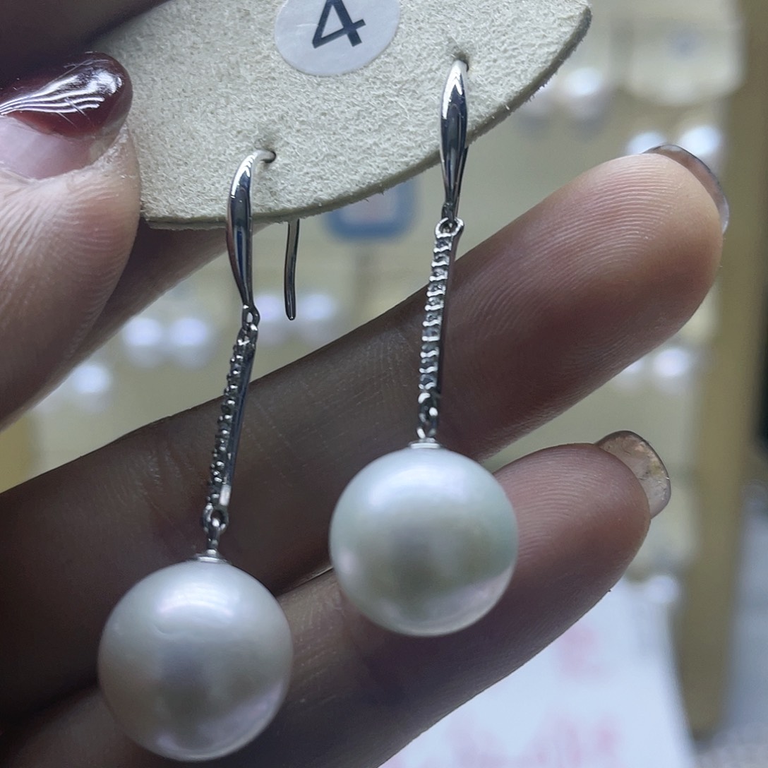 淡水珍珠耳饰银S925镶嵌