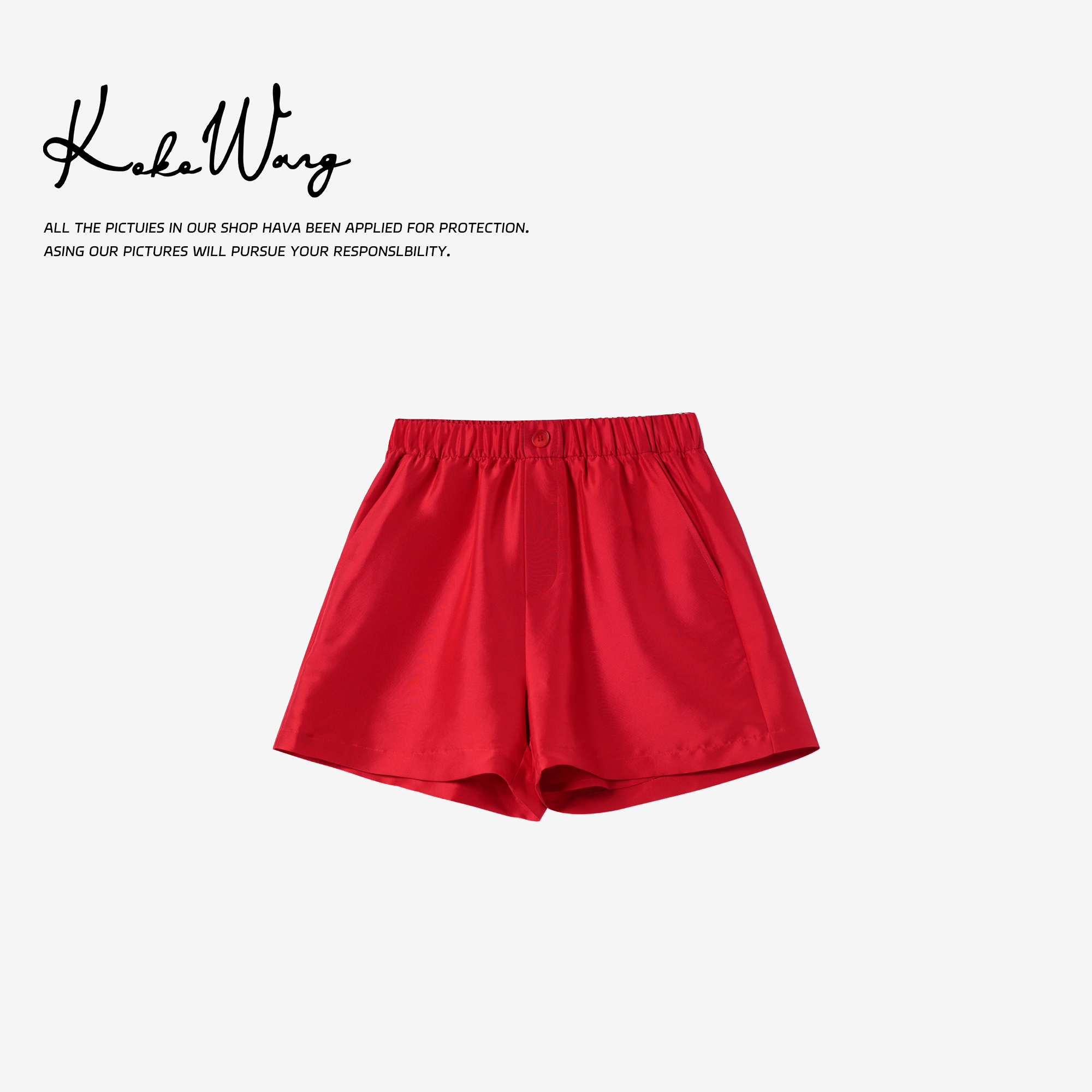KOKOWANG 19姆米桑蚕丝高腰垂感显瘦百搭休闲短裤 502445F02K41