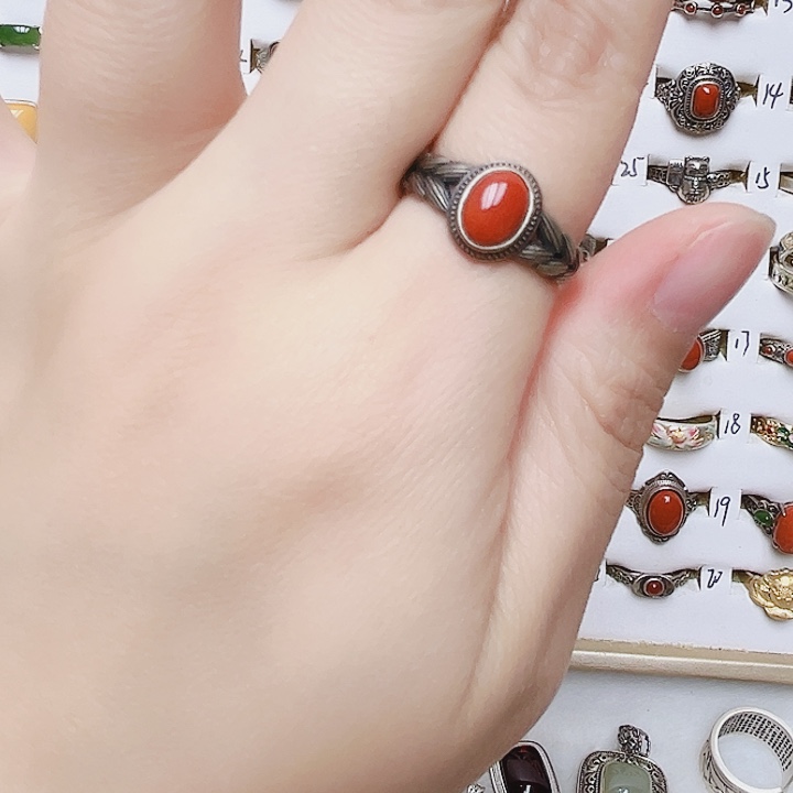 玛瑙/玉髓银S925镶嵌戒指