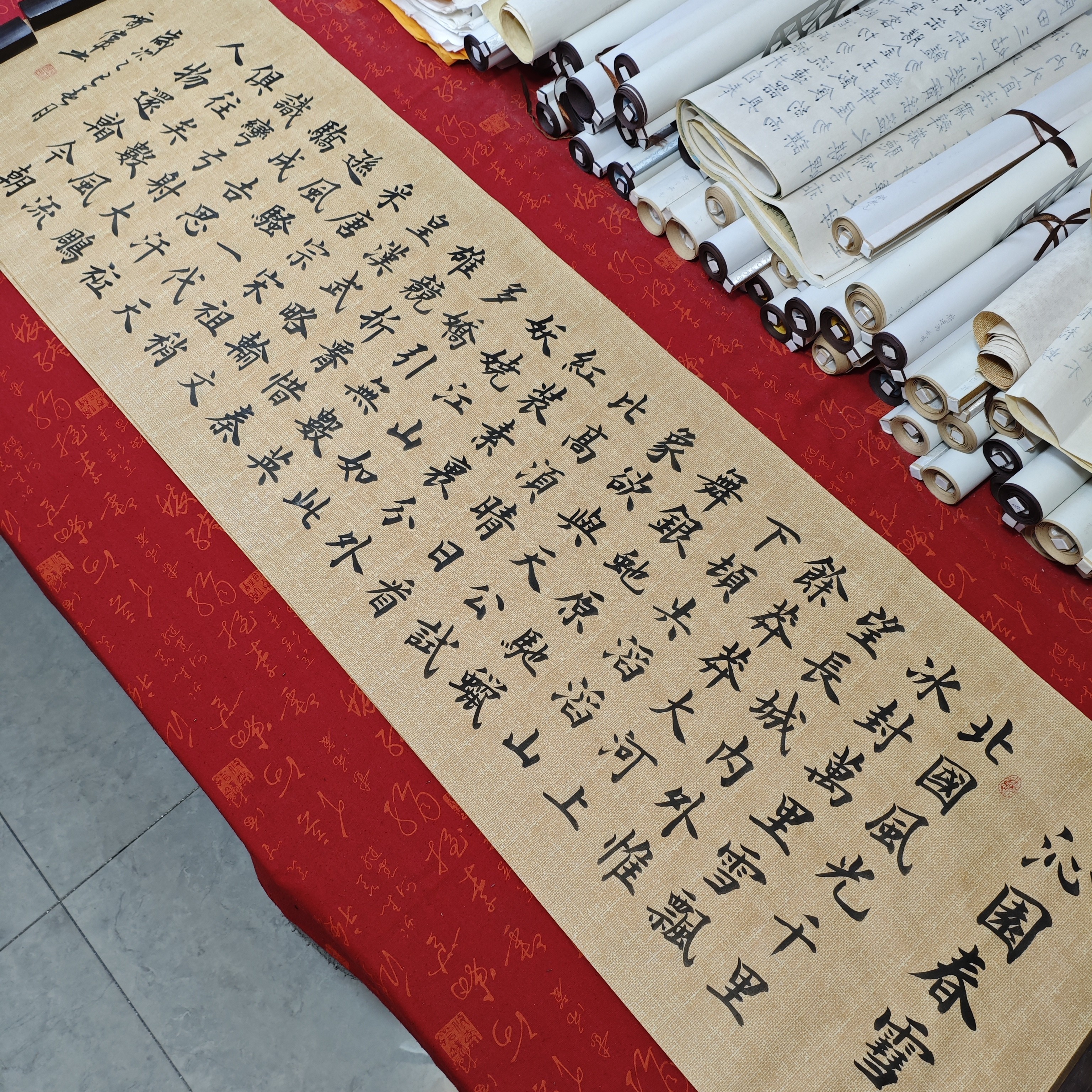 《沁园春雪》雷伟老师纯手写仿古宣纸180×48厘米