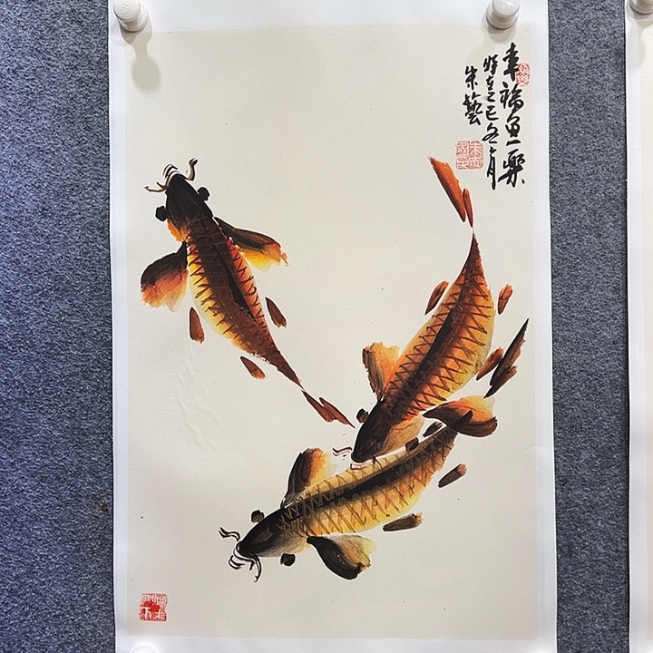国画知鱼知乐纯手绘