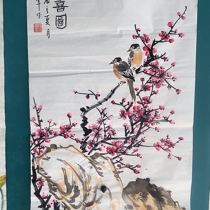 国画三尺手绘花鸟
