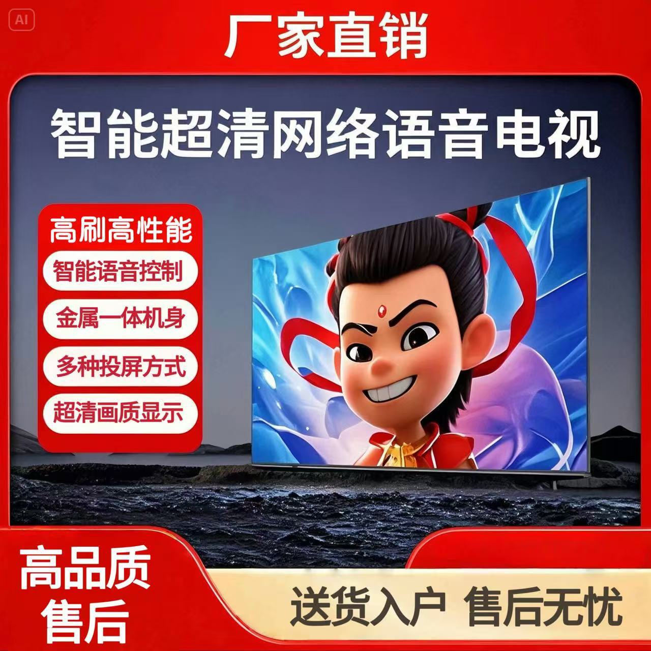 80英寸新款无边框超高清智能网络电视机