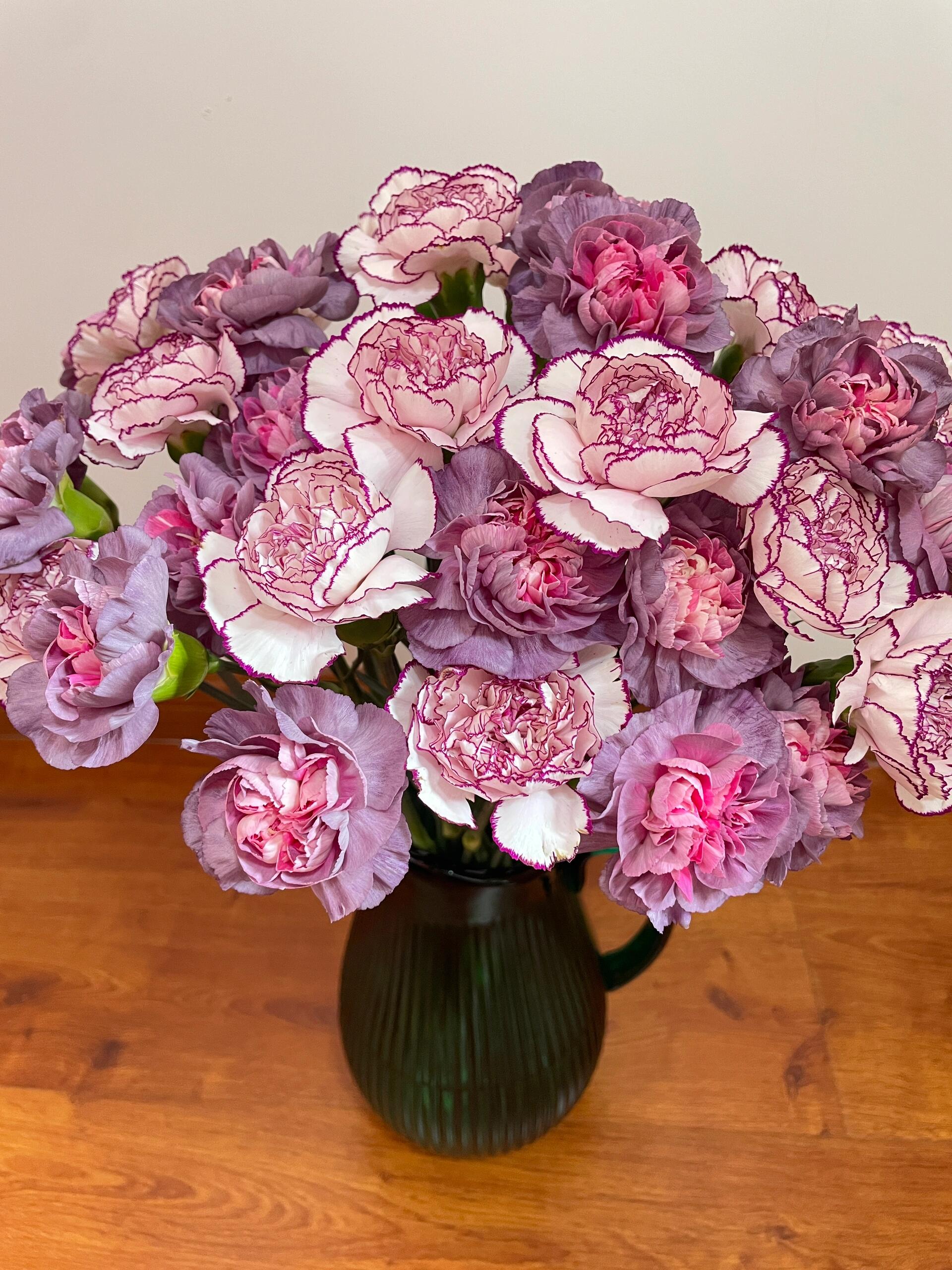 【野马+紫精灵康乃馨各10枝】鲜切花鲜花束昆明云舍基地直发送母亲